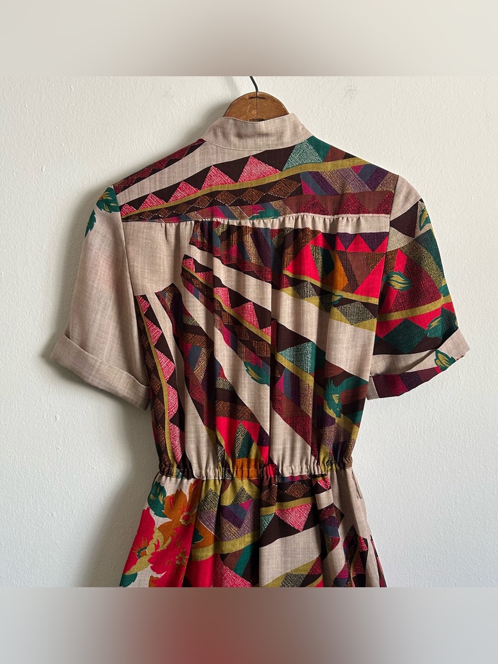 Vintage Colorful Geometric Shirt Dress - Picture 6 of 8